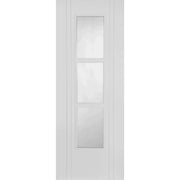 White door with two glass panels on a white background