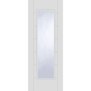 White door with a glass panel on a white background