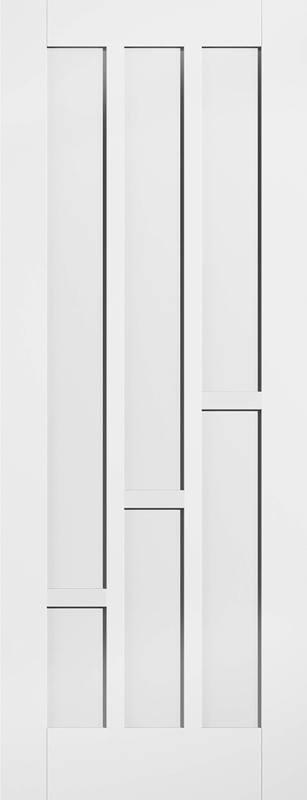 White door with geometric pattern on a white background