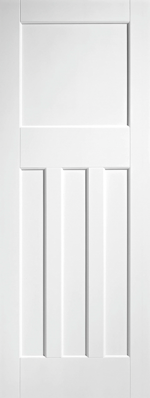 White door with a minimalist design featuring horizontal lines.
