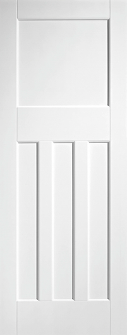 White door with a minimalist design featuring horizontal lines.