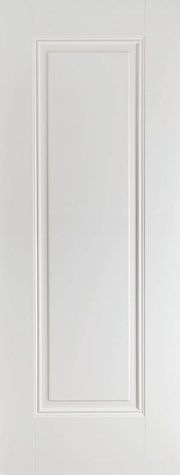 White door with a rectangular panel on a white background