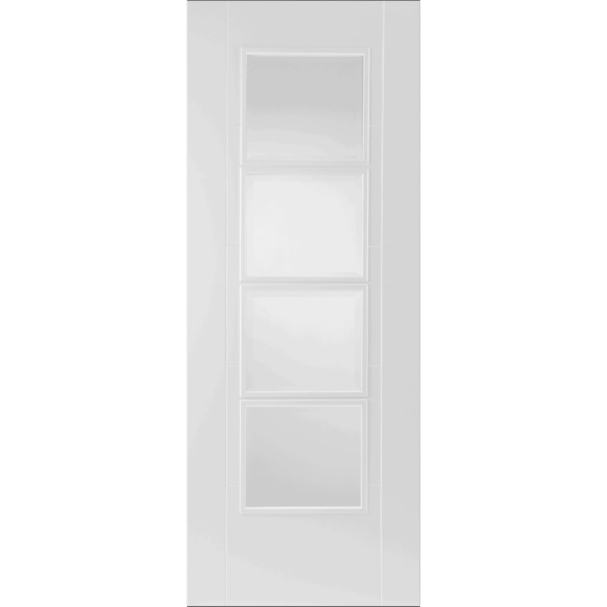 White door with glass panels on a white background