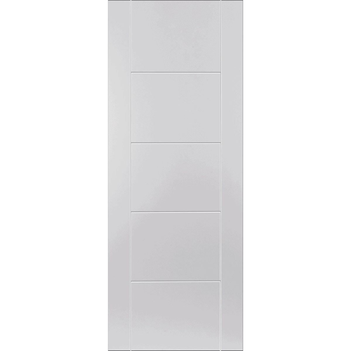 White door with horizontal slats on a white background