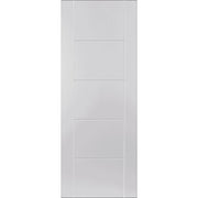 White door with horizontal slats on a white background