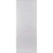 White door with horizontal slats on a white background