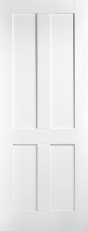 White door with a geometric design on a white background