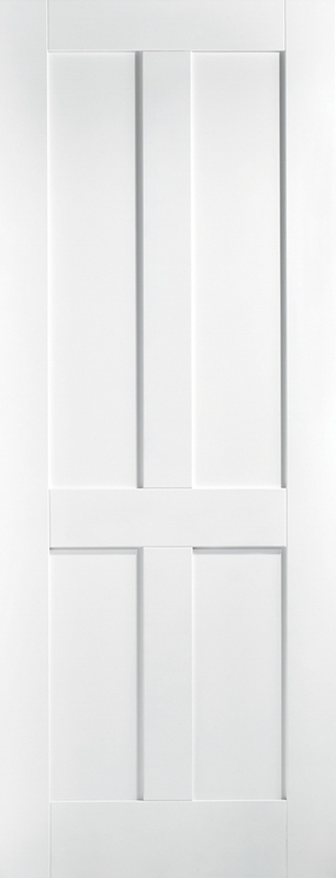 White door with a geometric design on a white background