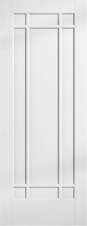 White door with a geometric design on a white background