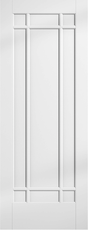 White door with a geometric design on a white background