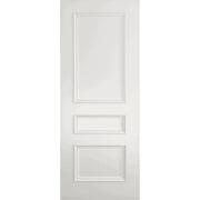 White door with rectangular panels on a white background