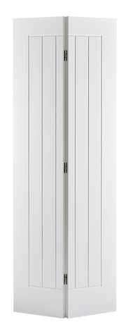 White interior bi-fold door with two panels on a white background