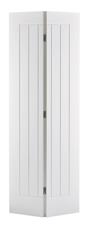 White interior bi-fold door with two panels on a white background