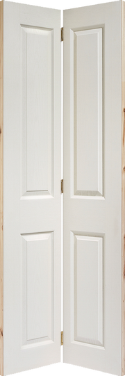 White wooden bi-fold door with a simple design