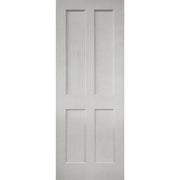 White door with four panels on a white background