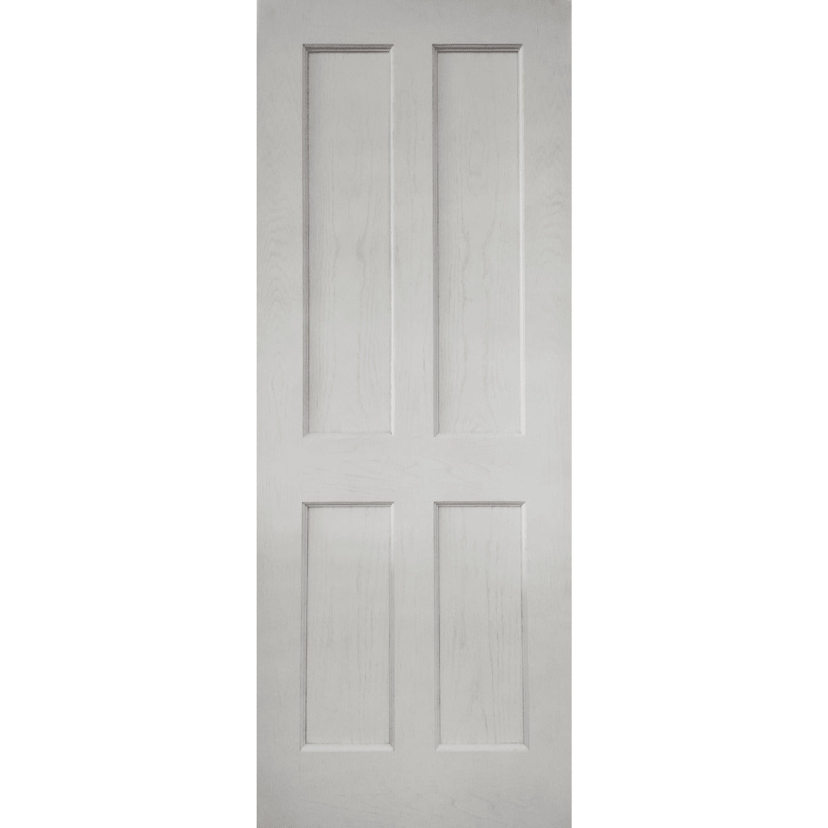 White door with four panels on a white background