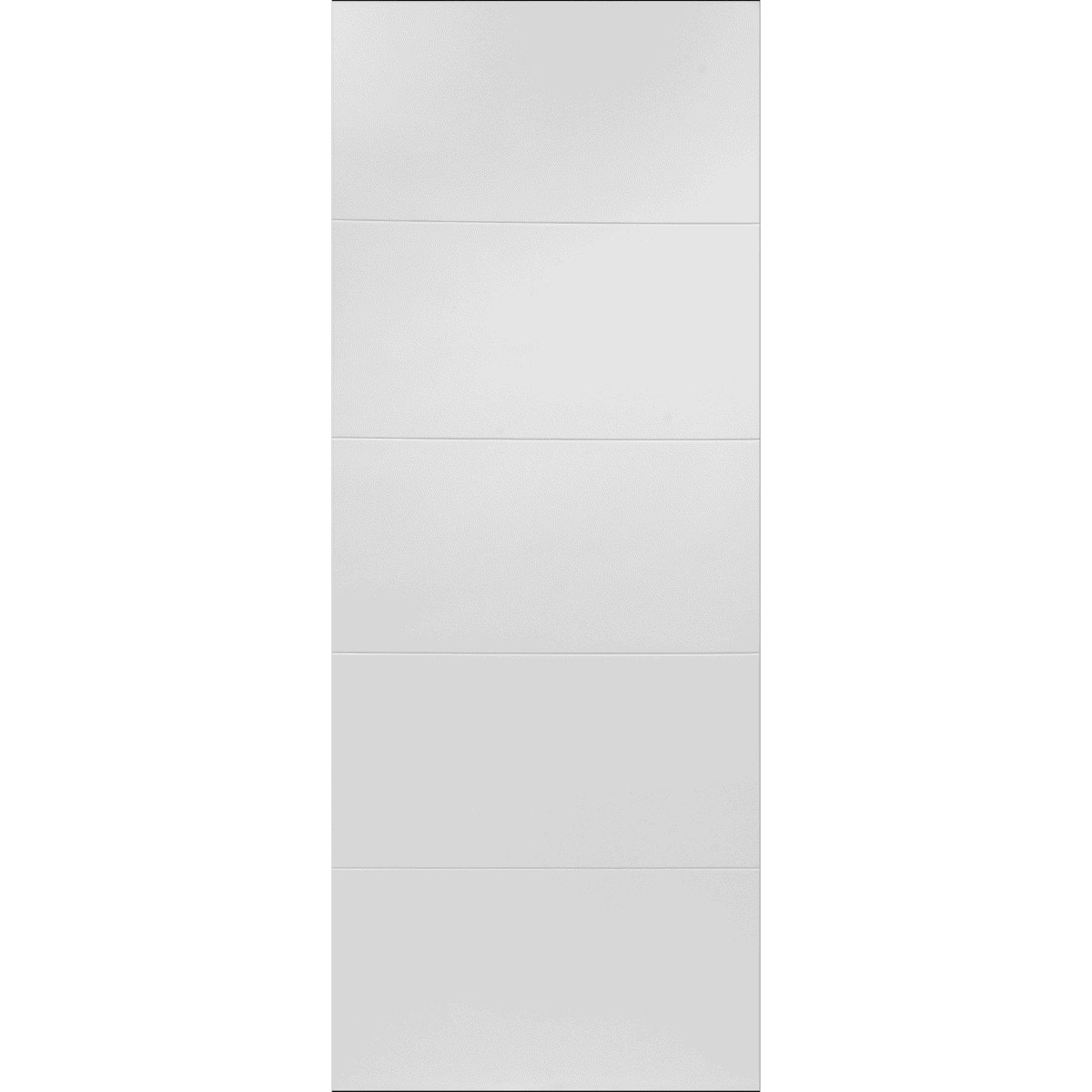 White cabinet door with horizontal slats on a white background