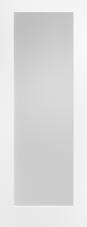 Plain white door with a minimalistic design on a white background