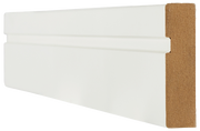 White architrave with brown trim on a white background