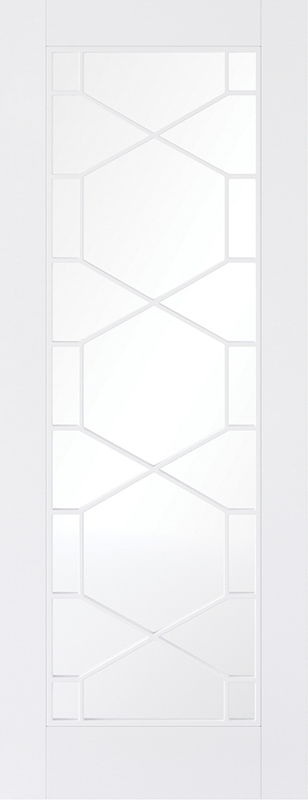 White door with honeycomb pattern on a white background