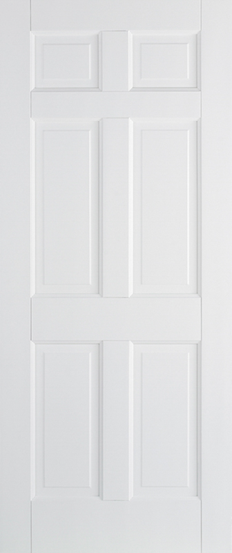 White door with a grid pattern on a white background