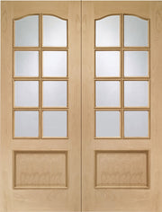 INTERNAL OAK PARK LANE DOOR PAIR WITH CLEAR BEVELLED GLASS