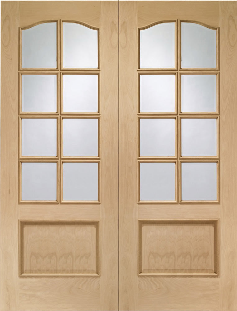 INTERNAL OAK PARK LANE DOOR PAIR WITH CLEAR BEVELLED GLASS