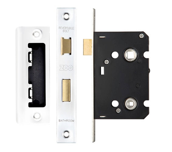 ZOO HARDWARE CONTRACT BATHROOM LOCK (64MM OR 76MM) - POLISHED STAINLESS STEEL