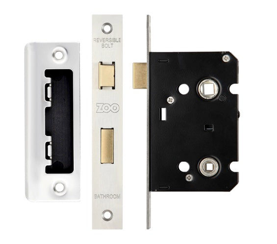 ZOO HARDWARE CONTRACT BATHROOM LOCK (64MM OR 76MM) - SATIN STAINLESS STEEL