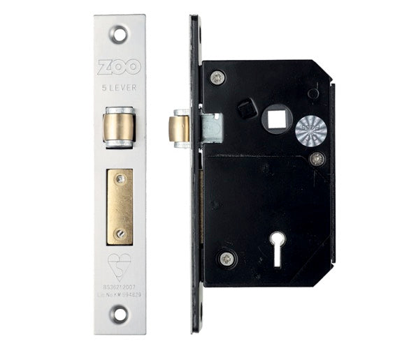 ZOO HARDWARE BRITISH STANDARD 5 LEVER CHUBB RETRO-FIT ROLLER SASH LOCK (67MM OR 80MM) - SATIN STAINLESS STEEL