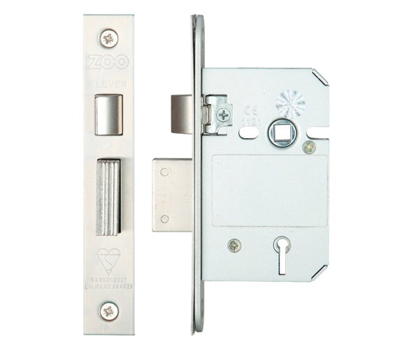 ZOO HARDWARE BRITISH STANDARD 5 LEVER SASH LOCK (64MM OR 76MM) - SATIN STAINLESS STEEL