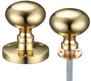 OO HARDWARE CONTRACT MUSHROOM RIM DOOR KNOBS POLISHED BRASS - ZCB35R (SOLD IN PAIRS)