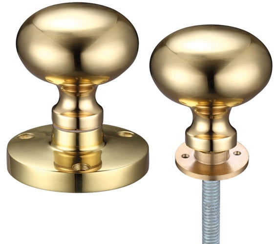 OO HARDWARE CONTRACT MUSHROOM RIM DOOR KNOBS POLISHED BRASS - ZCB35R (SOLD IN PAIRS)
