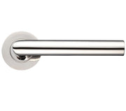 Chrome door handle on a white background