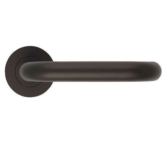 ZOO HARDWARE ZCS ARCHITECTURAL RTD LEVER ON ROUND ROSE  POWDER COATED BLACK - ZCS030LL‑PCB (SOLD IN PAIRS)