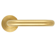 ZOO HARDWARE ZCS ARCHITECTURAL RTD LEVER ON ROUND ROSE  PVD SATIN BRASS - ZCS030LL‑PVDSB (SOLD IN PAIRS)