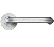 ZOO HARDWARE ZCS ARCHITECTURAL RTD LEVER ON ROUND ROSE SATIN STAINLESS STEEL - ZCS030SS (SOLD IN PAIRS)