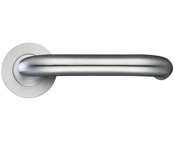 ZOO HARDWARE ZCS ARCHITECTURAL RTD LEVER ON ROUND ROSE SATIN STAINLESS STEEL - ZCS030SS (SOLD IN PAIRS)