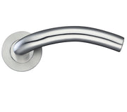 ZOO HARDWARE ZCS ARCHITECTURAL ARCHED LEVER ON ROUND ROSE SATIN STAINLESS STEEL - ZCS040SS (SOLD IN PAIRS)