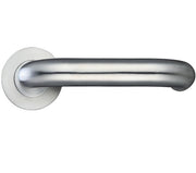 ZOO HARDWARE ZCS ARCHITECTURAL RTD LEVER ON ROUND ROSE SATIN STAINLESS STEEL - ZCS080SS (SOLD IN PAIRS)
