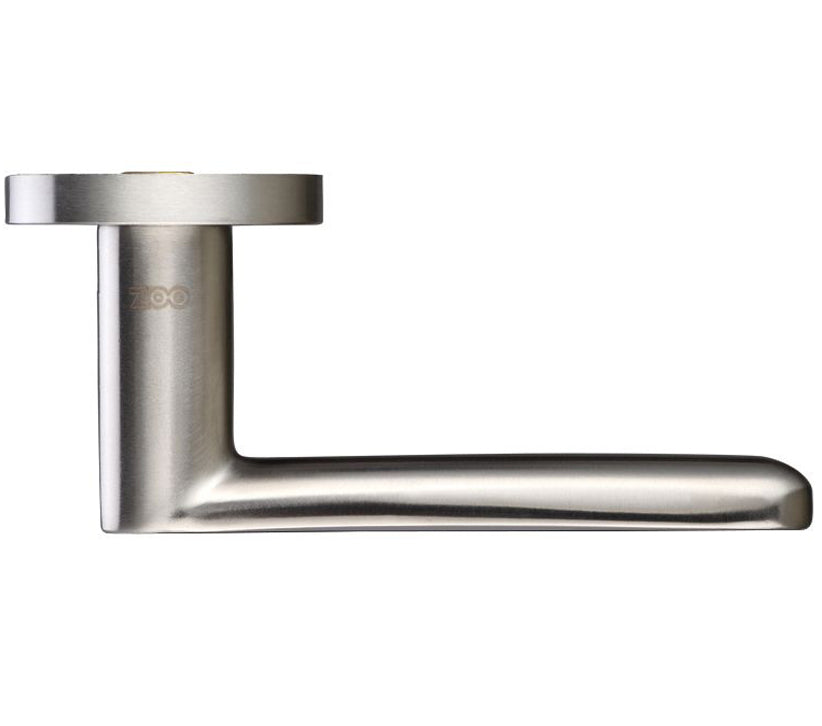 ZOO HARDWARE ZCS ARCHITECTURAL ATLAS LEVER ON ROUND ROSE SATIN STAINLESS STEEL – ZCS090SS (SOLD IN PAIRS)