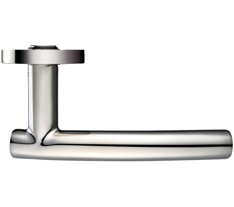 ZOO HARDWARE ZCS ARCHITECTURAL ARCHED T‑BAR LEVER ON ROUND ROSE POLISHED STAINLESS STEEL – ZCS120PS (SOLD IN PAIRS)