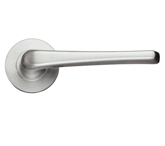 ZOO HARDWARE ZCS ARCHITECTURAL ATLAS LEVER ON ROUND ROSE SATIN STAINLESS STEEL – ZCS160SS (SOLD IN PAIRS)