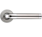 ZOO HARDWARE ZCS2 CONTRACT RADIUS LEVER ON ROUND ROSE DUAL FINISH POLISHED & SATIN STAINLESS STEEL - ZCS2060SSPS (SOLD IN PAIRS)