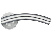 ZOO HARDWARE ZCS2 CONTRACT ARCHED T‑BAR LEVER ON ROUND ROSE SATIN STAINLESS STEEL - ZCS2120SS (SOLD IN PAIRS)