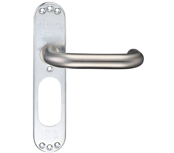 ZOO HARDWARE ZCS ARCHITECTURAL 22MM RTD LEVER ON INNER BACKPLATE  SATIN STAINLESS STEEL - ZCSIP22SS (SOLD IN PAIRS)