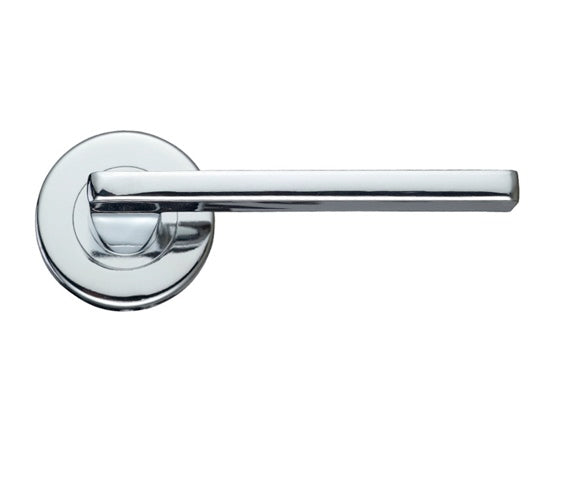 ZOO HARDWARE STANZA LEON CONTRACT LEVER ON ROUND ROSE POLISHED CHROME - ZCZ010CP (SOLD IN PAIRS)