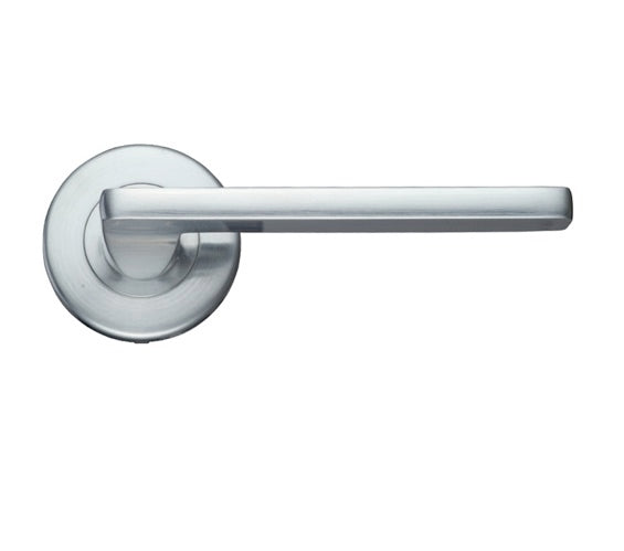 ZOO HARDWARE STANZA LEON CONTRACT LEVER ON ROUND ROSE SATIN CHROME - ZCZ010SC  (SOLD IN PAIRS)