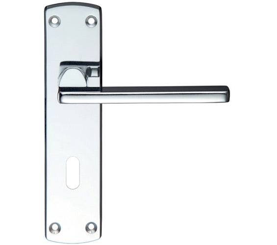 ZOO HARDWARE STANZA LEON CONTRACT DOOR HANDLES ON BACKPLATE POLISHED CHROME – (SOLD IN PAIRS)