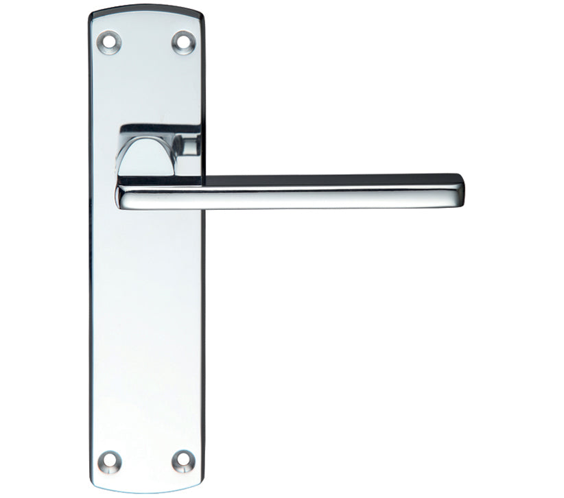 ZOO HARDWARE STANZA LEON CONTRACT DOOR HANDLES ON BACKPLATE POLISHED CHROME – (SOLD IN PAIRS)